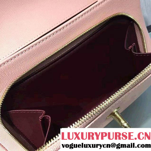 Chanel Grained Calfskin Business Affinity Flap Top Handle Bag A93607 Pink 2016