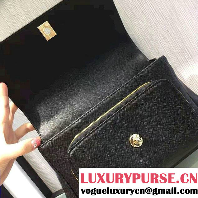 Chanel Grained Calfskin Business Affinity Flap Top Handle Bag A93607 Black 2016