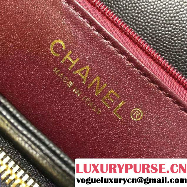 Chanel Grained Calfskin Business Affinity Flap Top Handle Bag A93607 Black 2016