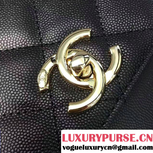 Chanel Grained Calfskin Business Affinity Flap Top Handle Bag A93607 Black 2016