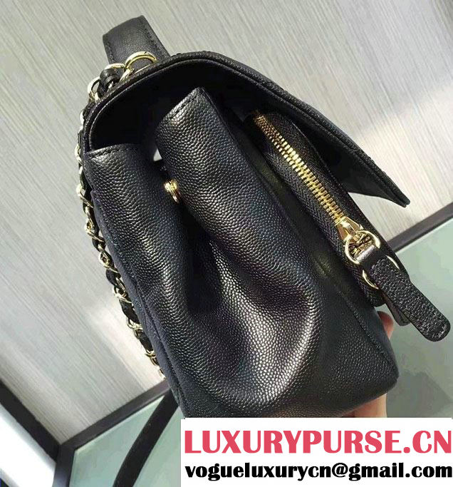 Chanel Grained Calfskin Business Affinity Flap Top Handle Bag A93607 Black 2016