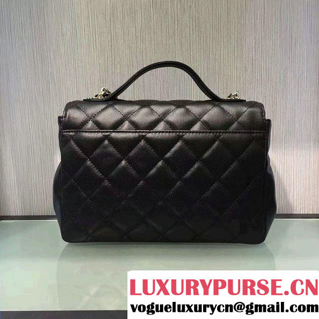 Chanel Grained Calfskin Business Affinity Flap Top Handle Bag A93607 Black 2016