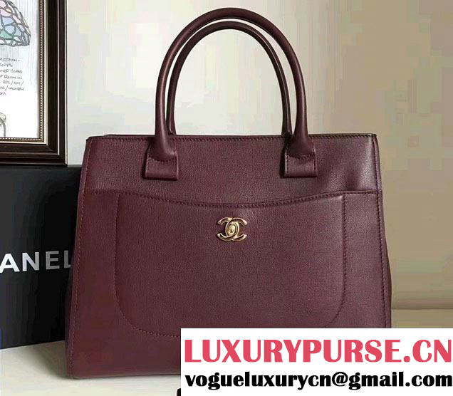 Chanel Grained Calfskin Neo Executive Small Shopping Bag A69930 Burgundy Cruise 2017