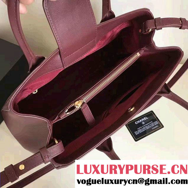 Chanel Grained Calfskin Neo Executive Small Shopping Bag A69930 Burgundy Cruise 2017
