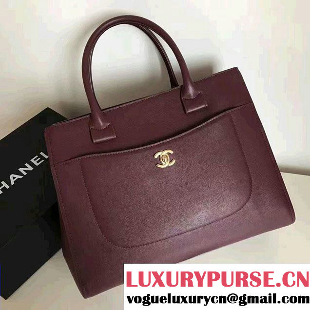 Chanel Grained Calfskin Neo Executive Small Shopping Bag A69930 Burgundy Cruise 2017