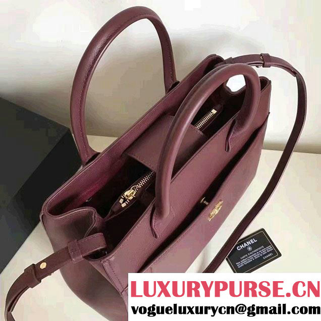 Chanel Grained Calfskin Neo Executive Small Shopping Bag A69930 Burgundy Cruise 2017