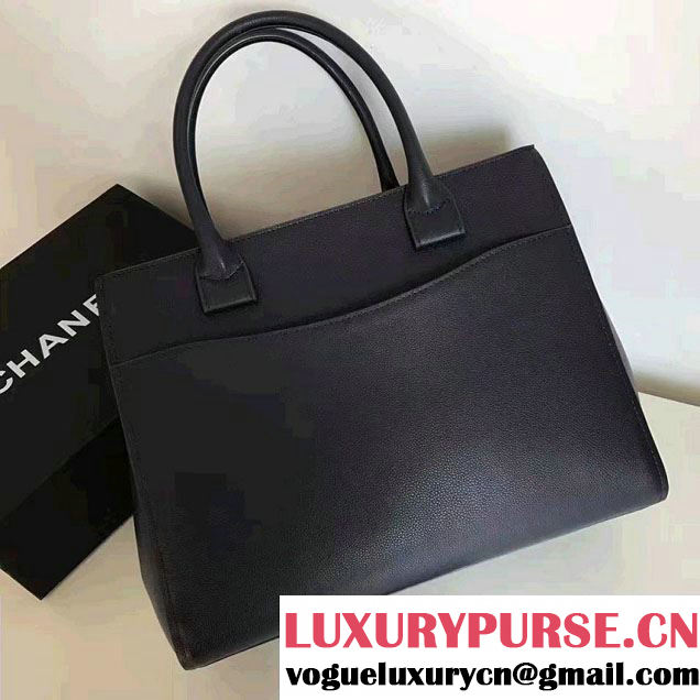 Chanel Grained Calfskin Neo Executive Small Shopping Bag A69930 Dark Blue Cruise 2017