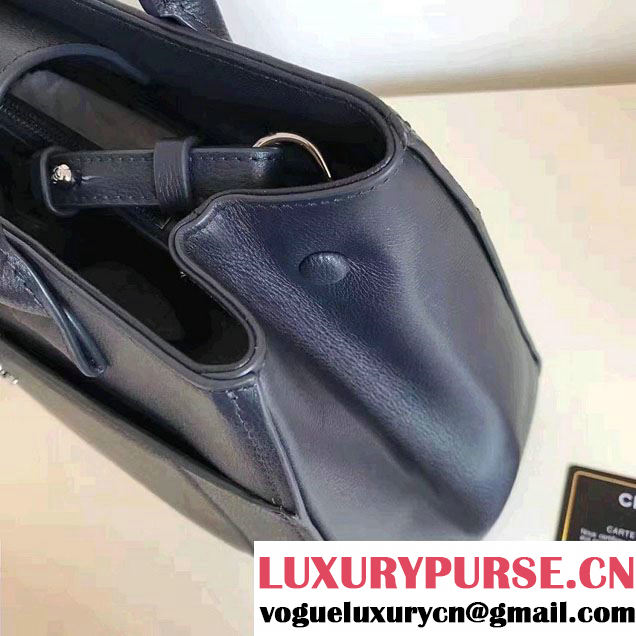 Chanel Grained Calfskin Neo Executive Small Shopping Bag A69930 Dark Blue Cruise 2017