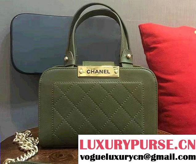 Chanel Label Click Small Shopping Bag A93731 Army Green 2017