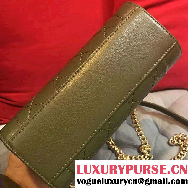 Chanel Label Click Small Shopping Bag A93731 Army Green 2017