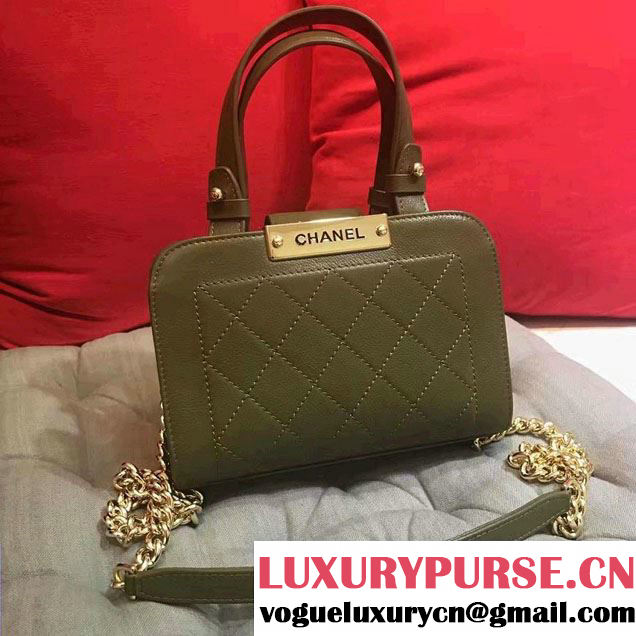 Chanel Label Click Small Shopping Bag A93731 Army Green 2017