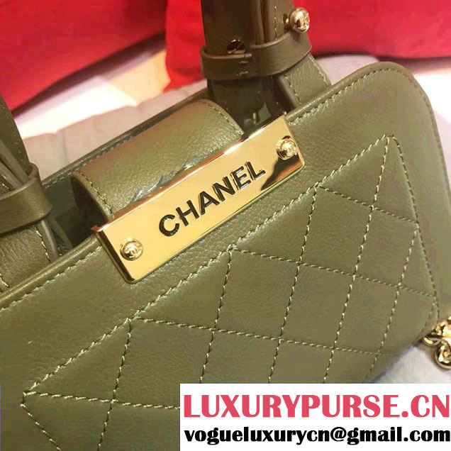 Chanel Label Click Small Shopping Bag A93731 Army Green 2017