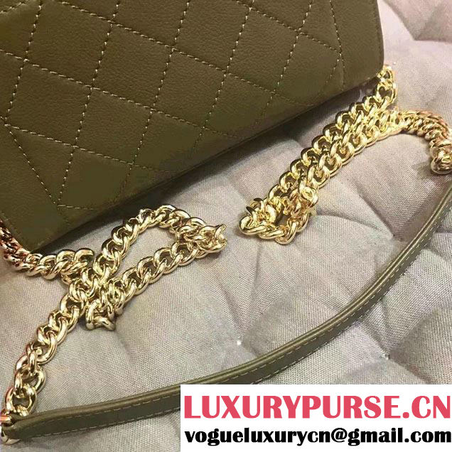 Chanel Label Click Small Shopping Bag A93731 Army Green 2017