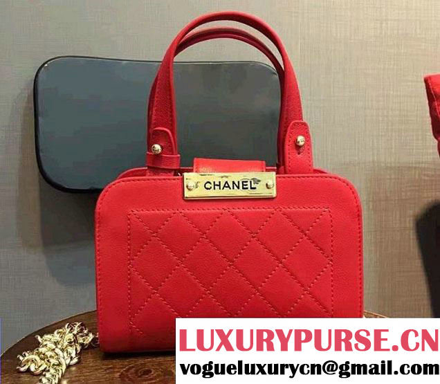 Chanel Label Click Small Shopping Bag A93731 Red 2017