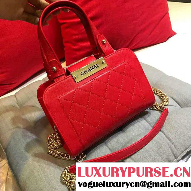 Chanel Label Click Small Shopping Bag A93731 Red 2017