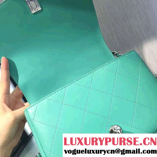 Chanel Small Coco Flap Top Handle Messenger Bag Green 2017