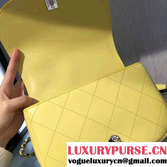 Chanel Small Coco Flap Top Handle Messenger Bag Yellow 2017