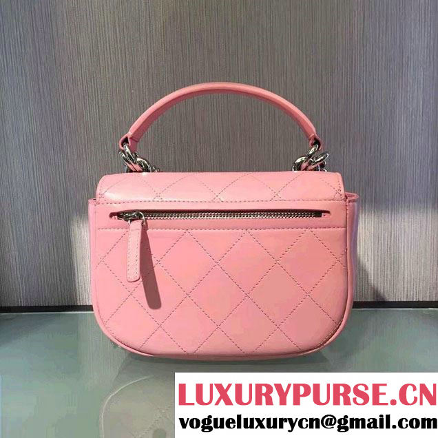 Chanel Small Coco Flap Top Handle Messenger Bag Pink 2017
