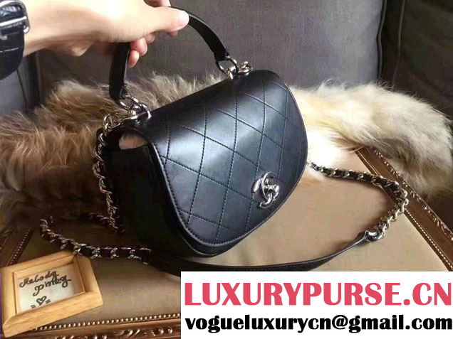 Chanel Small Coco Flap Top Handle Messenger Bag Black 2017