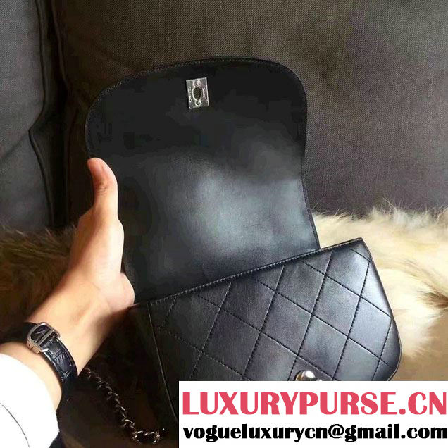 Chanel Small Coco Flap Top Handle Messenger Bag Black 2017