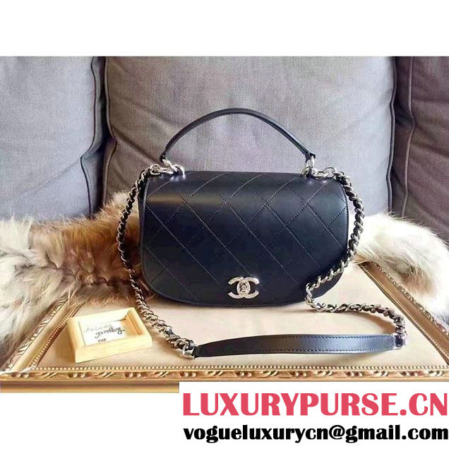 Chanel Small Coco Flap Top Handle Messenger Bag Black 2017