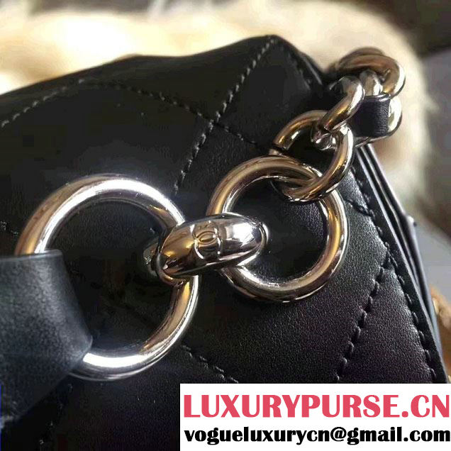 Chanel Large Coco Flap Top Handle Messenger Bag Black 2017