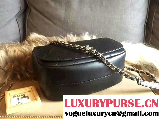 Chanel Large Coco Flap Top Handle Messenger Bag Black 2017
