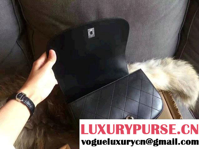 Chanel Large Coco Flap Top Handle Messenger Bag Black 2017