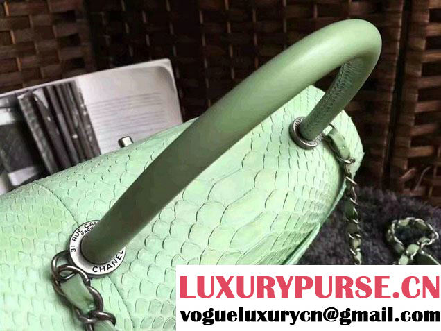 Chanel Python Coco Top Handle Flap Shoulder Large Bag A93279 2017