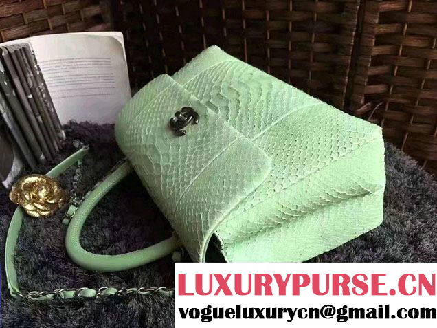 Chanel Python Coco Top Handle Flap Shoulder Large Bag A93279 2017