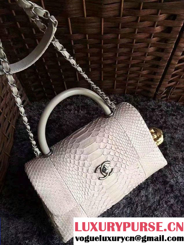 Chanel Python Coco Top Handle Flap Shoulder Large Bag A93279 2017