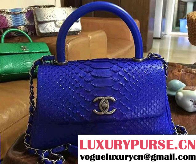 Chanel Python Coco Top Handle Flap Shoulder Small Bag A93050 2017