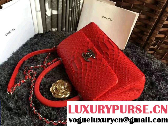Chanel Python Coco Top Handle Flap Shoulder Small Bag A93050 2017