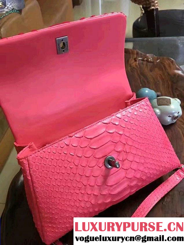 Chanel Python Coco Top Handle Flap Shoulder Small Bag A93050 2017