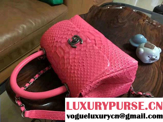 Chanel Python Coco Top Handle Flap Shoulder Small Bag A93050 2017
