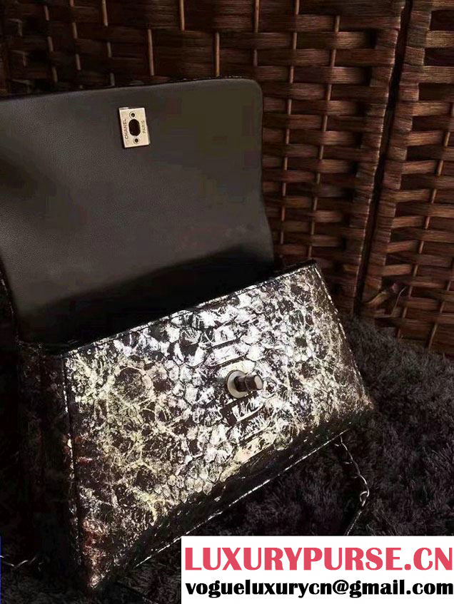 Chanel Python Coco Top Handle Flap Shoulder Small Bag A93050 2017