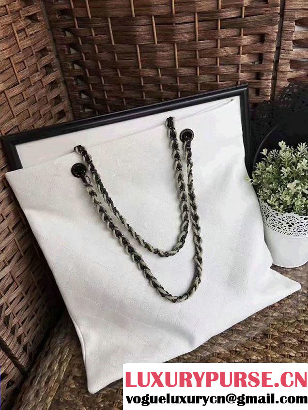 Chanel Embroidered Canvas Large Shopping Bag A91461 2017