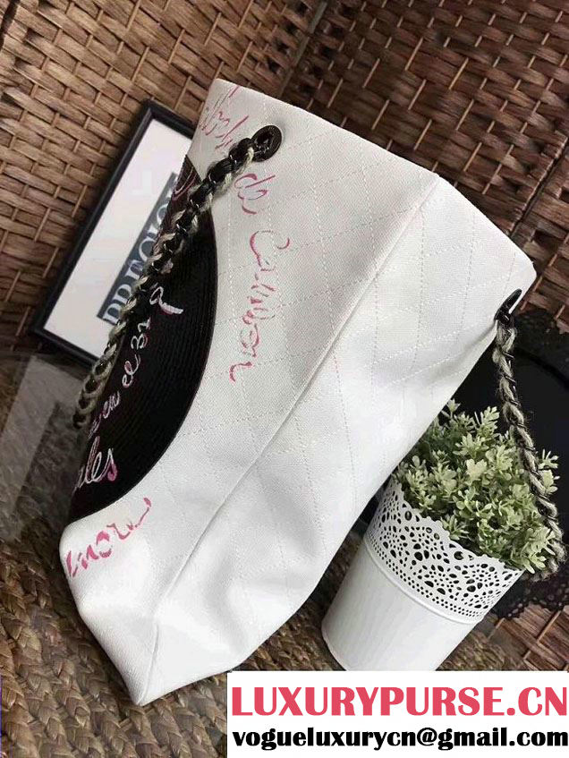 Chanel Embroidered Canvas Large Shopping Bag A91461 2017