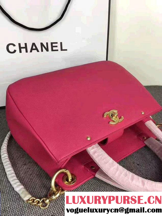 Chanel Large Shopping Bag Gold Hardware A93759 Fuchsia 2017