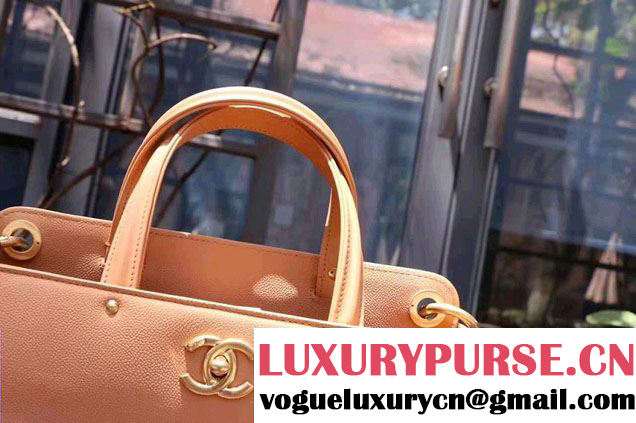 Chanel Large Shopping Bag Gold Hardware A93759 Apricot 2017