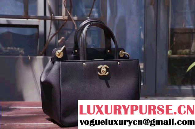 Chanel Large Shopping Bag Gold Hardware A93759 Black 2017