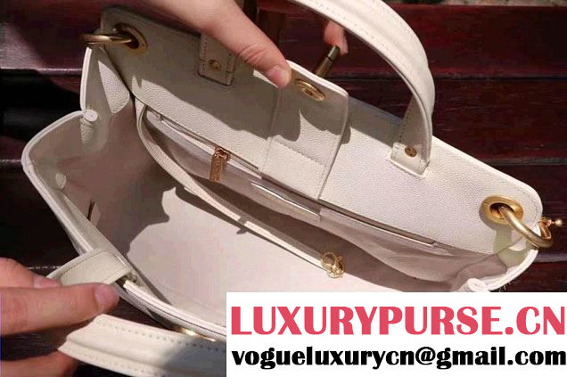 Chanel Large Shopping Bag Gold Hardware A93759 White 2017