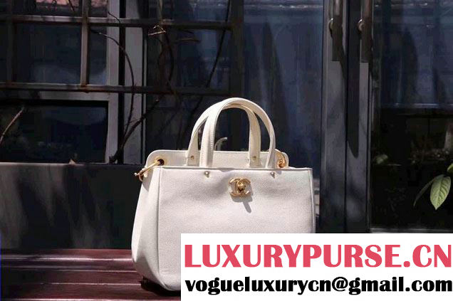 Chanel Large Shopping Bag Gold Hardware A93759 White 2017