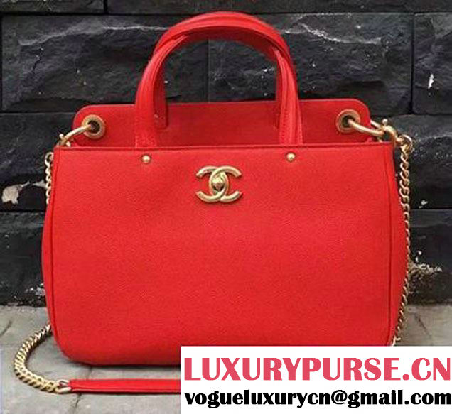 Chanel Large Shopping Bag Gold Hardware A93759 Red 2017