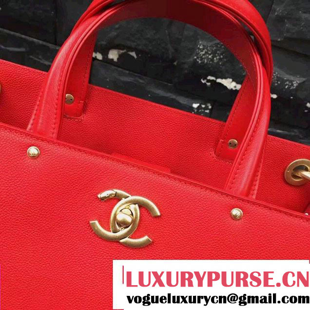 Chanel Large Shopping Bag Gold Hardware A93759 Red 2017