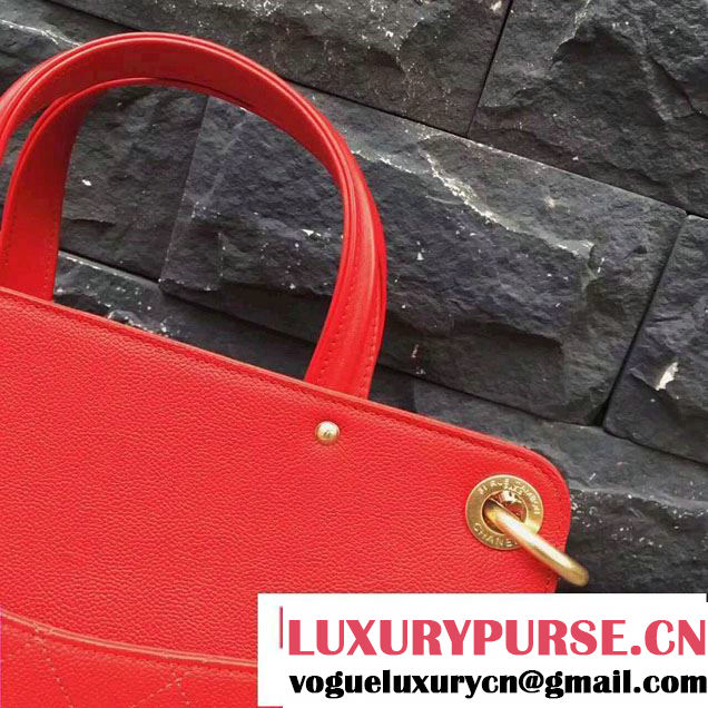 Chanel Large Shopping Bag Gold Hardware A93759 Red 2017
