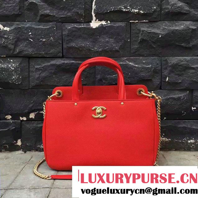 Chanel Large Shopping Bag Gold Hardware A93759 Red 2017
