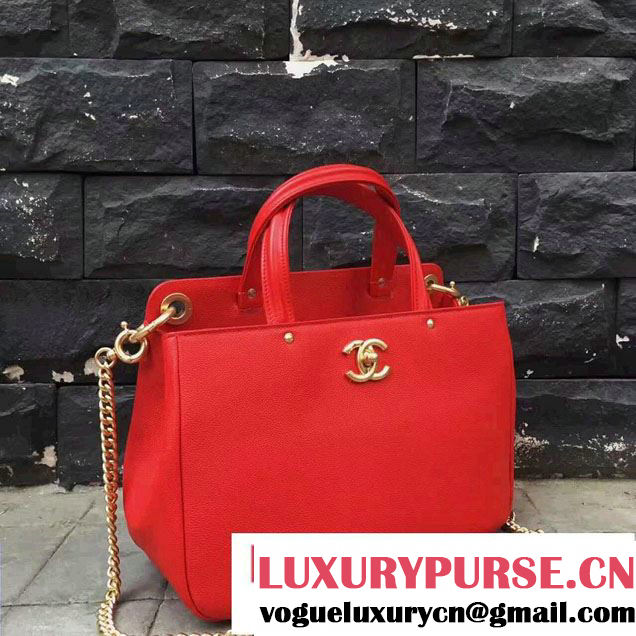Chanel Large Shopping Bag Gold Hardware A93759 Red 2017