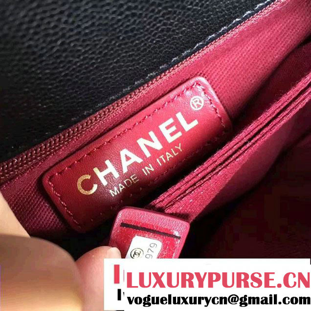 Chanel Coco Top Handle Flap Shoulder Bag Grained Calfskin  A92991 Black 2017