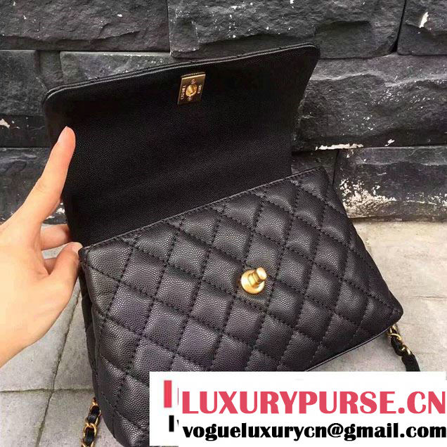 Chanel Coco Top Handle Flap Shoulder Bag Grained Calfskin Lizard Pattern A92991 Black/Red 2017